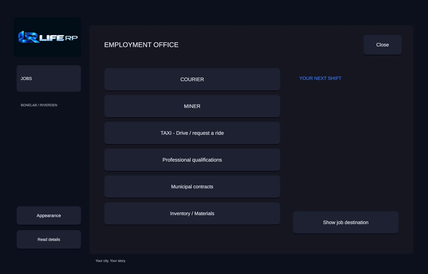 Job center: list of jobs